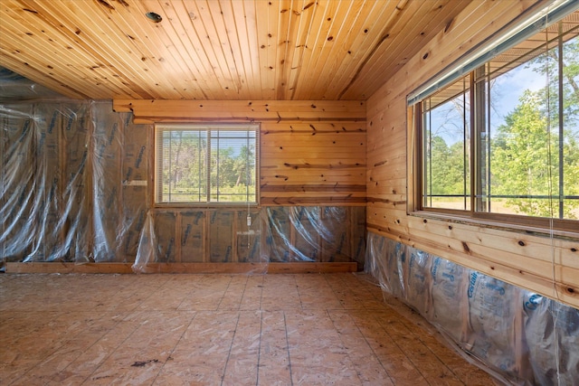 2630 320th St, Cushing, WI 54006 - unfurnished room featuring healthy amount of natural light, wooden walls, and wooden ceiling