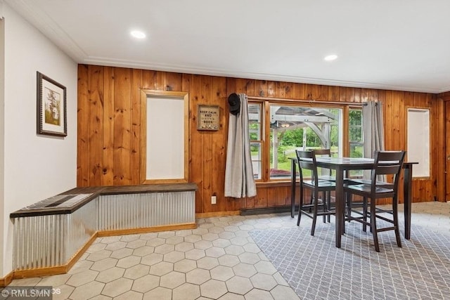 2818 Wilson Ave, Sterling Twp, WI 54024 - dining area featuring recessed lighting and wood walls