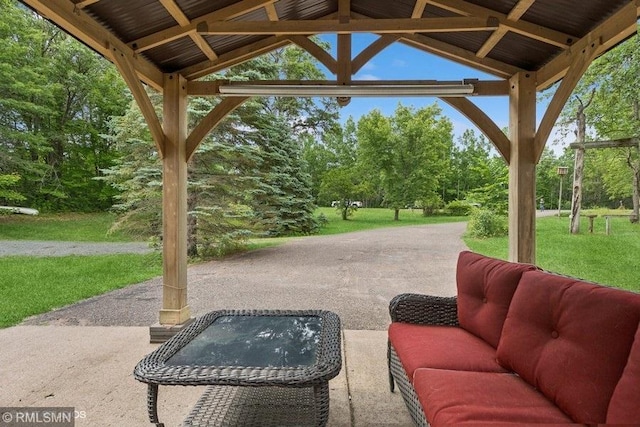 2818 Wilson Ave, Sterling Twp, WI 54024 - view of patio / terrace with a gazebo and view of scattered trees