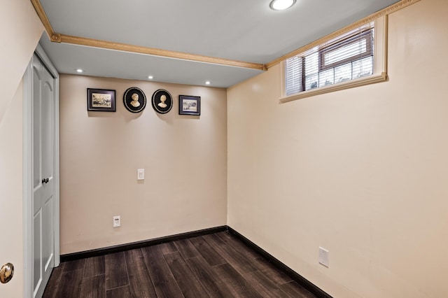 2233 Fremont Ave E, Saint Paul, MN 55119 - below grade area featuring dark wood-style flooring and recessed lighting
