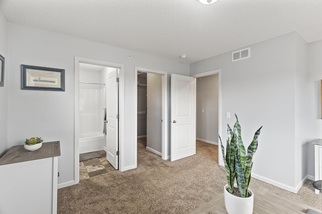 7558 Woods Edge Blvd, Lino Lakes, MN 55014 - carpeted bedroom with ensuite bathroom, a spacious closet, a textured ceiling, and a closet