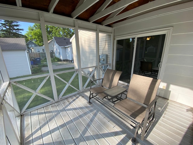 108 20th St S, Benson, MN 56215 - sunroom / solarium with a residential view and beamed ceiling