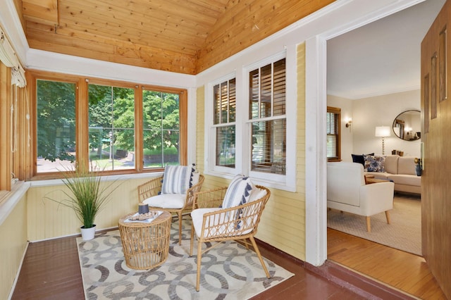 1339 Sargent Ave, Saint Paul, MN 55105 - sunroom / solarium featuring vaulted ceiling, wood finished floors, and wood ceiling