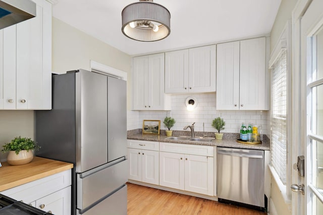 1339 Sargent Ave, Saint Paul, MN 55105 - kitchen featuring appliances with stainless steel finishes, backsplash, and white cabinetry