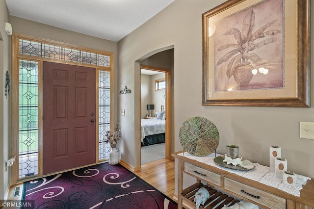 6831 Centerville Rd, Centerville, MN 55038 - foyer featuring arched walkways, wood finished floors, and healthy amount of natural light