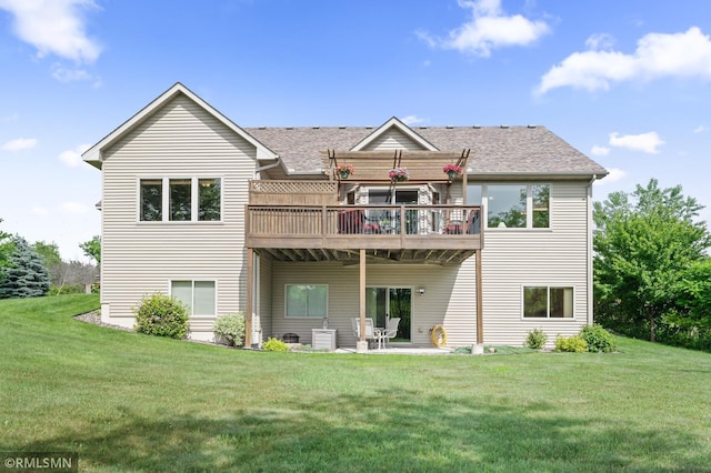 6831 Centerville Rd, Centerville, MN 55038 - rear view of property with a yard, a deck, and a shingled roof