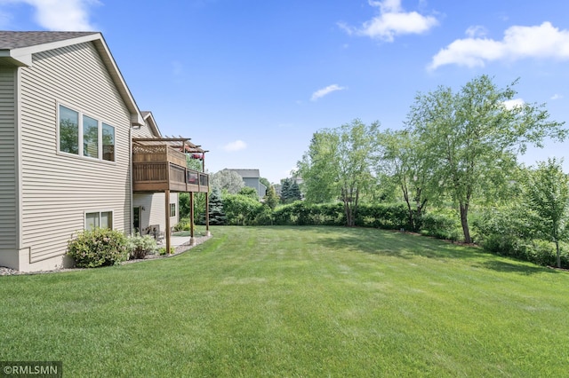 6831 Centerville Rd, Centerville, MN 55038 - view of green lawn with a wooden deck