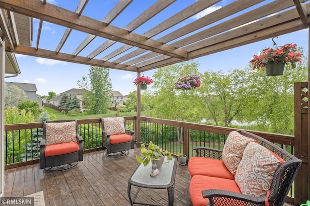6831 Centerville Rd, Centerville, MN 55038 - wooden deck featuring a pergola