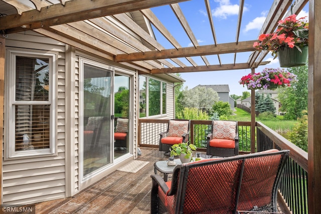 6831 Centerville Rd, Centerville, MN 55038 - wooden terrace featuring a pergola