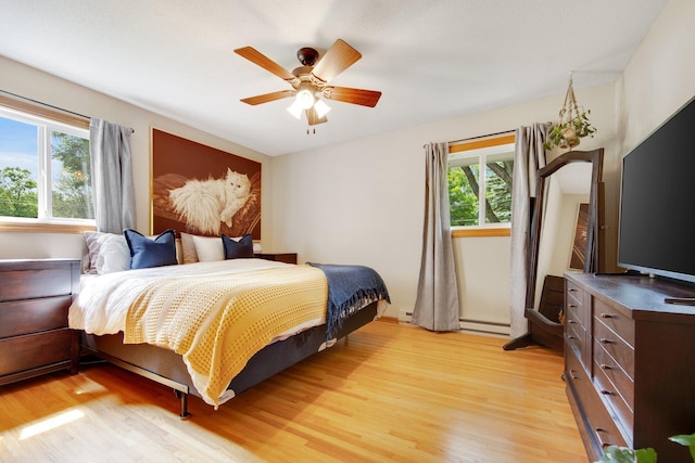 124 Willow Dr SW, Saint Michael, MN 55376 - bedroom with light wood-style flooring, baseboard heating, and ceiling fan