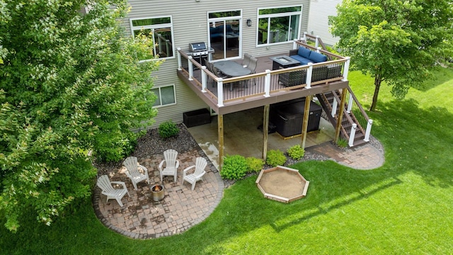2061 Langston Ln NE, Saint Michael, MN 55376 - back of house with a deck, a patio, a lawn, and a jacuzzi