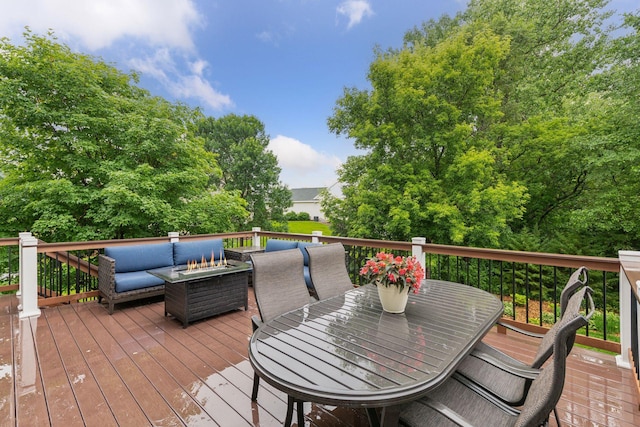 2061 Langston Ln NE, Saint Michael, MN 55376 - wooden terrace with an outdoor living space with a fire pit
