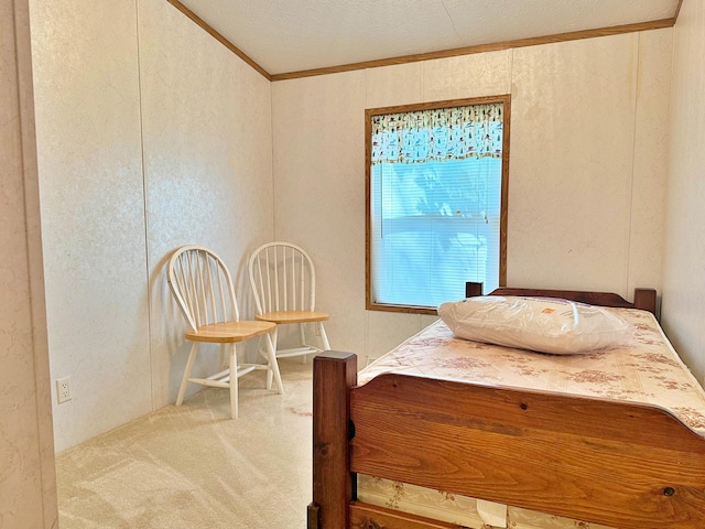 45568 213th Ln, Aitkin, MN 56431 - bedroom featuring carpet flooring, crown molding, and a textured wall