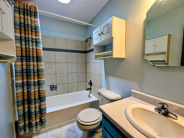314 11th St, Montevideo, MN 56265 - full bathroom featuring shower / bath combination with curtain, vanity, and tile patterned flooring