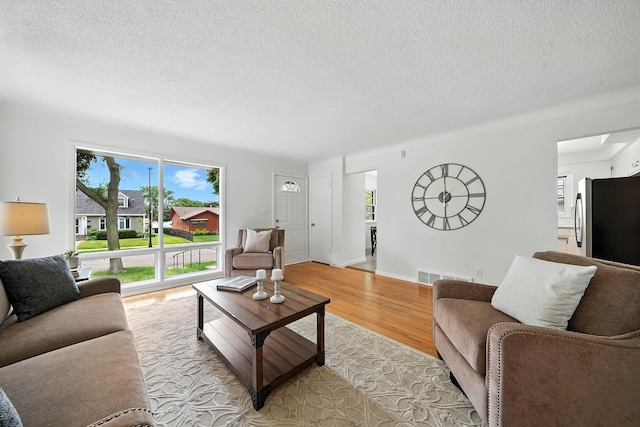 1464 Kent St, Saint Paul, MN 55117 - living room with a textured ceiling and light wood-style floors