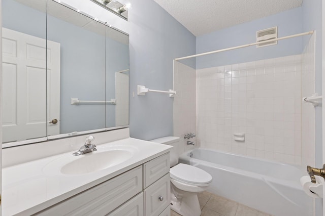 6650 Vernon Ave S Unit 111, Edina, MN 55436 - bathroom with tile patterned flooring, vanity, shower / washtub combination, and a textured ceiling