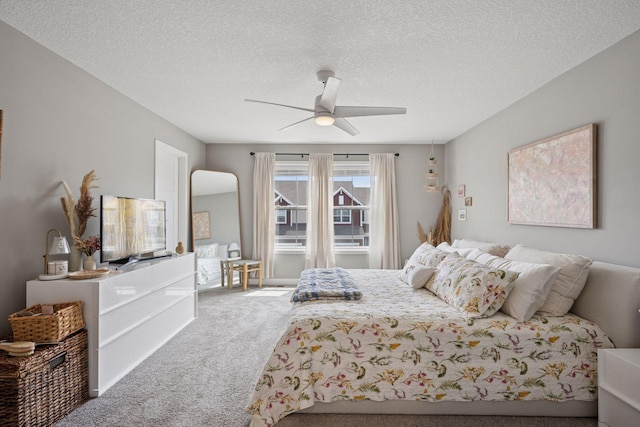 18874 72nd Pl N, Maple Grove, MN 55311 - bedroom featuring carpet flooring, a textured ceiling, and a ceiling fan