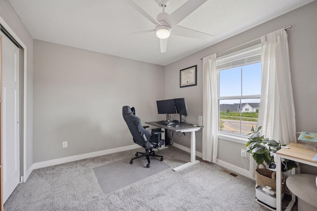 18874 72nd Pl N, Maple Grove, MN 55311 - carpeted home office featuring a ceiling fan and baseboards
