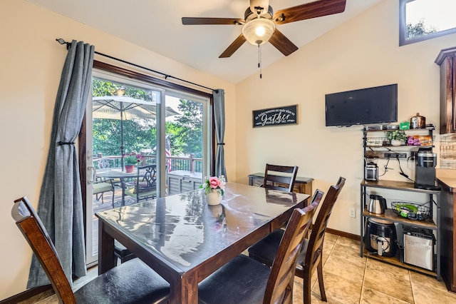 40224 Golden Way, North Branch, MN 55056 - dining room with lofted ceiling and a ceiling fan