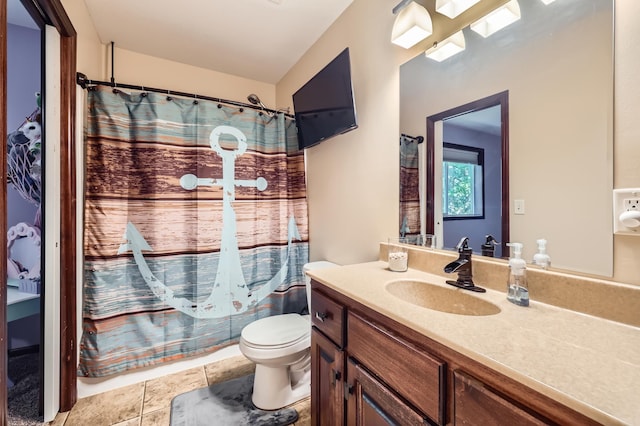 40224 Golden Way, North Branch, MN 55056 - full bathroom with vanity, tile patterned floors, and a shower with shower curtain