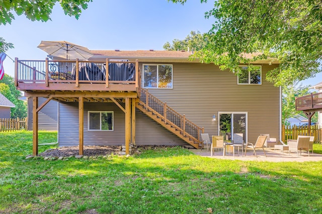 40224 Golden Way, North Branch, MN 55056 - back of house with a wooden deck, a patio, and stairs