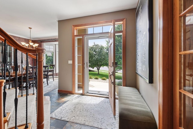 15208 Fairway Heights Rd NW, Prior Lake, MN 55372 - foyer entrance featuring a chandelier and baseboards