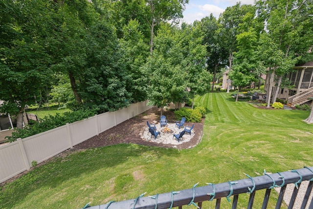 15208 Fairway Heights Rd NW, Prior Lake, MN 55372 - view of yard featuring an outdoor fire pit and a patio