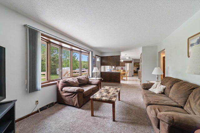 5510 Thompson Hill Rd, Proctor, MN 55810 - living room featuring light colored carpet and a textured ceiling
