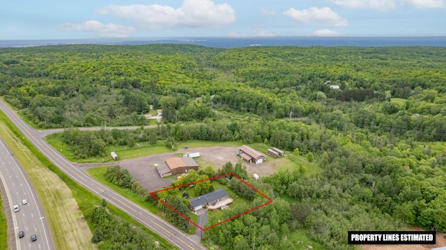 5510 Thompson Hill Rd, Proctor, MN 55810 - aerial view of property and surrounding area featuring a heavily wooded area and property boundaries highlighted