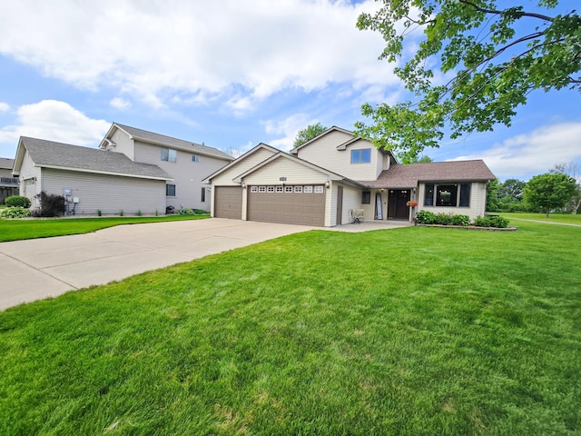 4619 Heather Way N, Oakdale, MN 55128 - view of front of property with an attached garage, a front yard, and concrete driveway