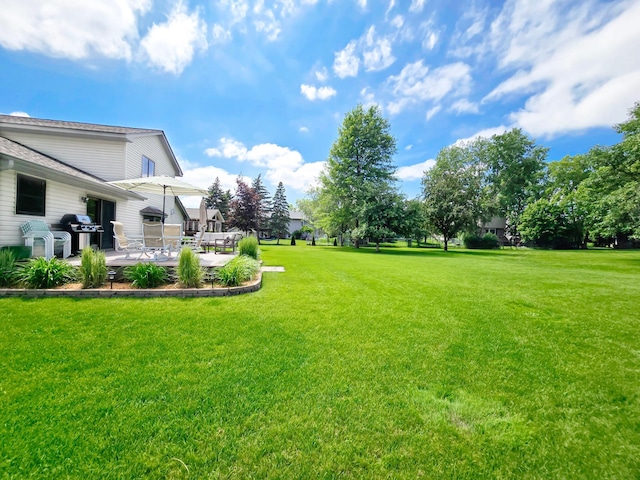4619 Heather Way N, Oakdale, MN 55128 - view of grassy yard featuring a patio