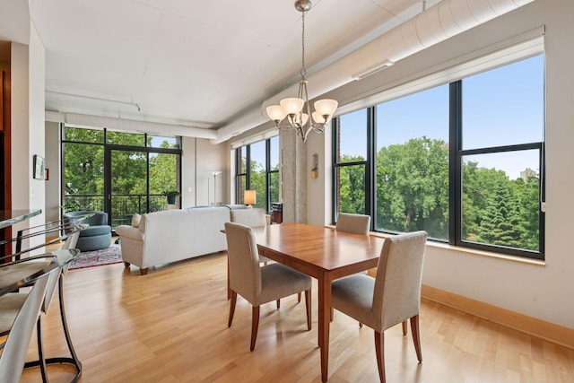 150 2nd St NE Unit B302, Minneapolis, MN 55413 - dining space with light wood finished floors and a chandelier