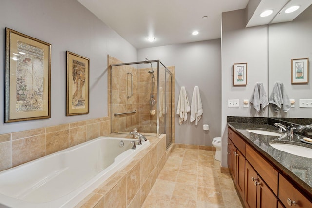 150 2nd St NE Unit B302, Minneapolis, MN 55413 - full bathroom with a garden tub, a stall shower, double vanity, and recessed lighting