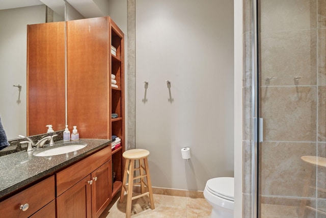 150 2nd St NE Unit B302, Minneapolis, MN 55413 - full bathroom with vanity, a stall shower, and tile patterned floors