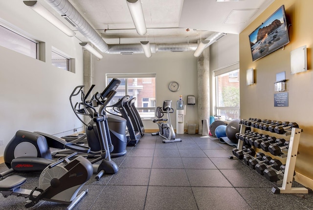 150 2nd St NE Unit B302, Minneapolis, MN 55413 - workout area with a towering ceiling and plenty of natural light