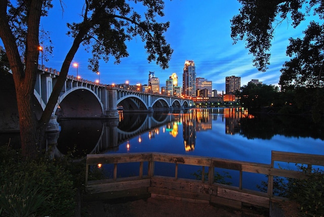 150 2nd St NE Unit B302, Minneapolis, MN 55413 - dock area featuring a water view and a skyline view