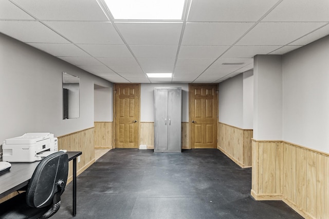 11542 Xavis St NW, Coon Rapids, MN 55433 - finished basement featuring wainscoting, wooden walls, and a paneled ceiling