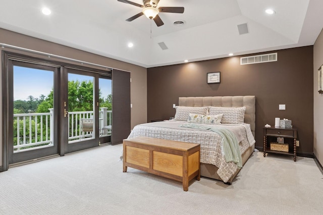 10 Apple Orchard Ct, Dellwood, MN 55110 - bedroom featuring access to exterior, carpet floors, recessed lighting, and a raised ceiling
