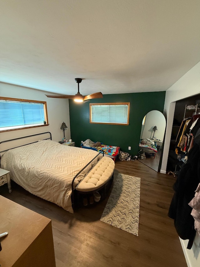122 3rd St E, Morgan, MN 56266 - bedroom with wood finished floors and ceiling fan