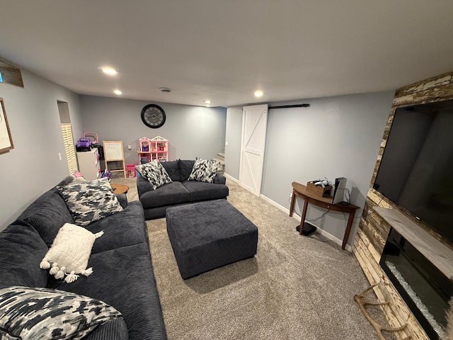 122 3rd St E, Morgan, MN 56266 - living area featuring recessed lighting and carpet floors