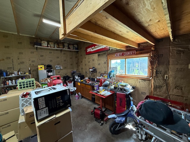 122 3rd St E, Morgan, MN 56266 - miscellaneous room with unfinished concrete floors and a workshop area
