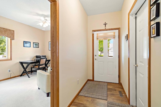 1112 Iris Dr, White Bear Twp, MN 55127 - entryway featuring healthy amount of natural light, wood finished floors, and a ceiling fan