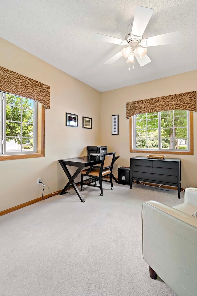 1112 Iris Dr, White Bear Twp, MN 55127 - office area featuring carpet floors and ceiling fan