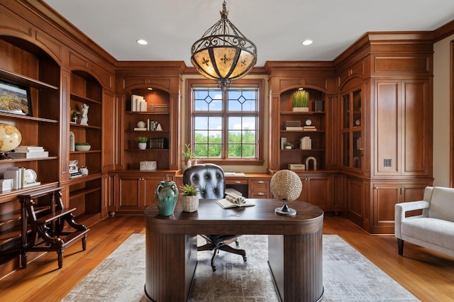 18901 Brookwood Rd, Prior Lake, MN 55372 - office area featuring light wood finished floors and recessed lighting
