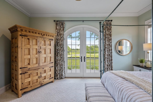 18901 Brookwood Rd, Prior Lake, MN 55372 - carpeted bedroom featuring french doors, access to exterior, and ornamental molding