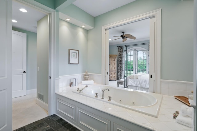 18901 Brookwood Rd, Prior Lake, MN 55372 - full bath featuring a jetted tub, ceiling fan, and recessed lighting
