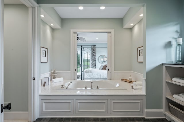 18901 Brookwood Rd, Prior Lake, MN 55372 - full bathroom with a bath, wainscoting, and recessed lighting