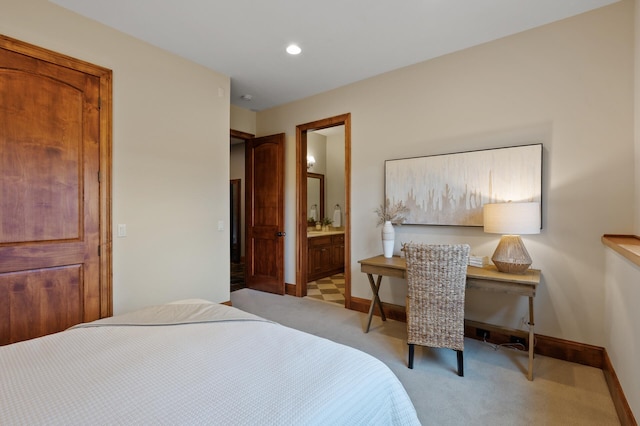18901 Brookwood Rd, Prior Lake, MN 55372 - carpeted bedroom with ensuite bathroom and recessed lighting