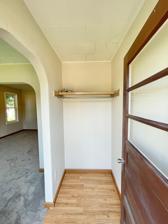 422 Sanborn St, Springfield, MN 56087 - spacious closet featuring arched walkways and light wood-style flooring