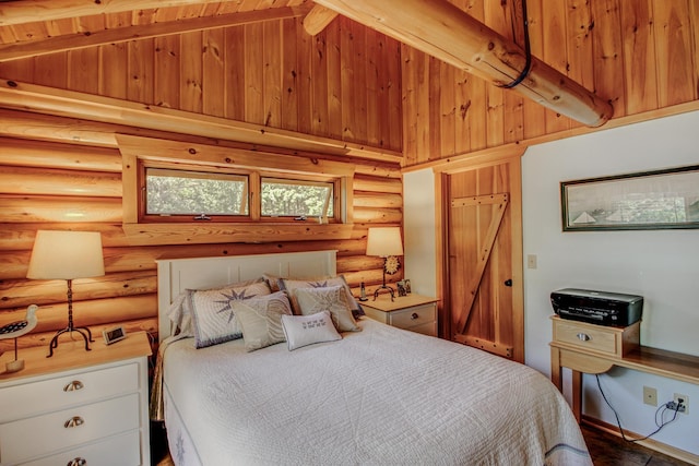 28395 Far N Dr, Nevis, MN 56467 - bedroom with rustic walls